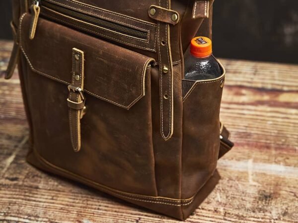 Vintage Large Leather Backpack | Folding Backpack - Image 9