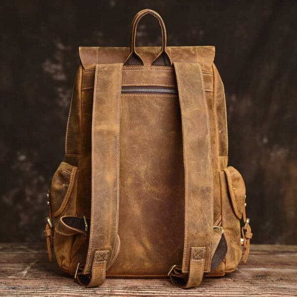 Vintage Leather Backpack | Handmade Flip-Top backpack - Image 20