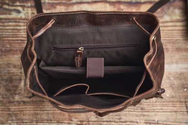 Vintage Large Leather Backpack | Flip-Top backpack 16 Vintage Large Leather Backpack | Flip-Top backpack - Image 16