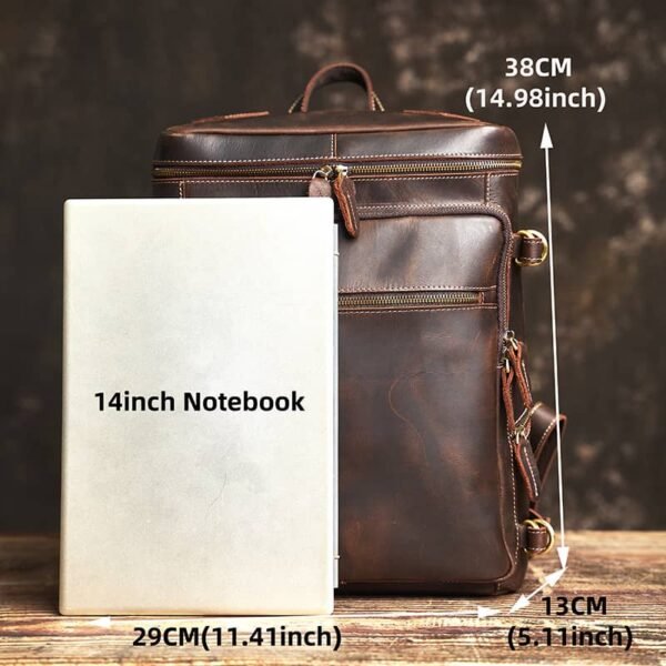 Vintage Leather Backpack for Laptop 7 Vintage Leather Backpack for Laptop - Image 7