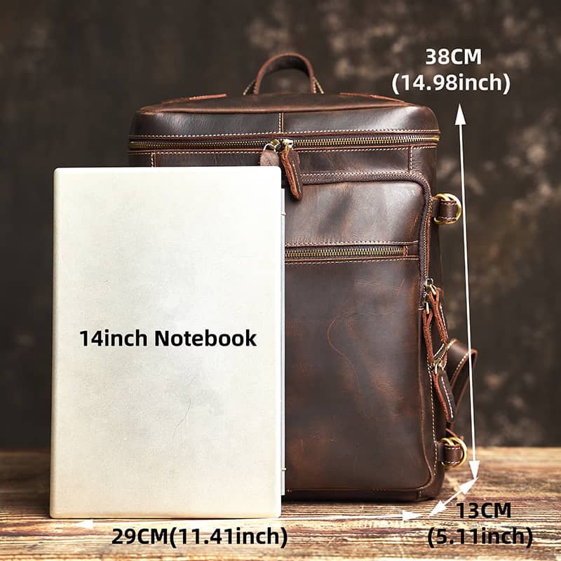 Vintage Leather Backpack for Laptop 13 vintage leather backpack bag 15 19