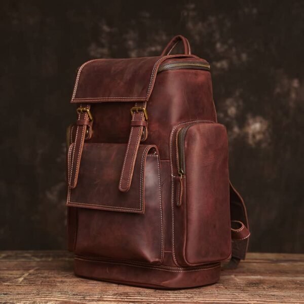 Vintage Large Leather Backpack 6 Vintage Large Leather Backpack - Image 6