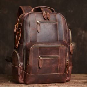 Vintage Leather Double Backpack | Trolley Case Fixing Strap