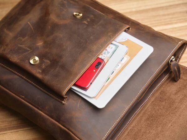 Vintage Handmade Leather Backpack | With Flip-Top Cover - Image 10