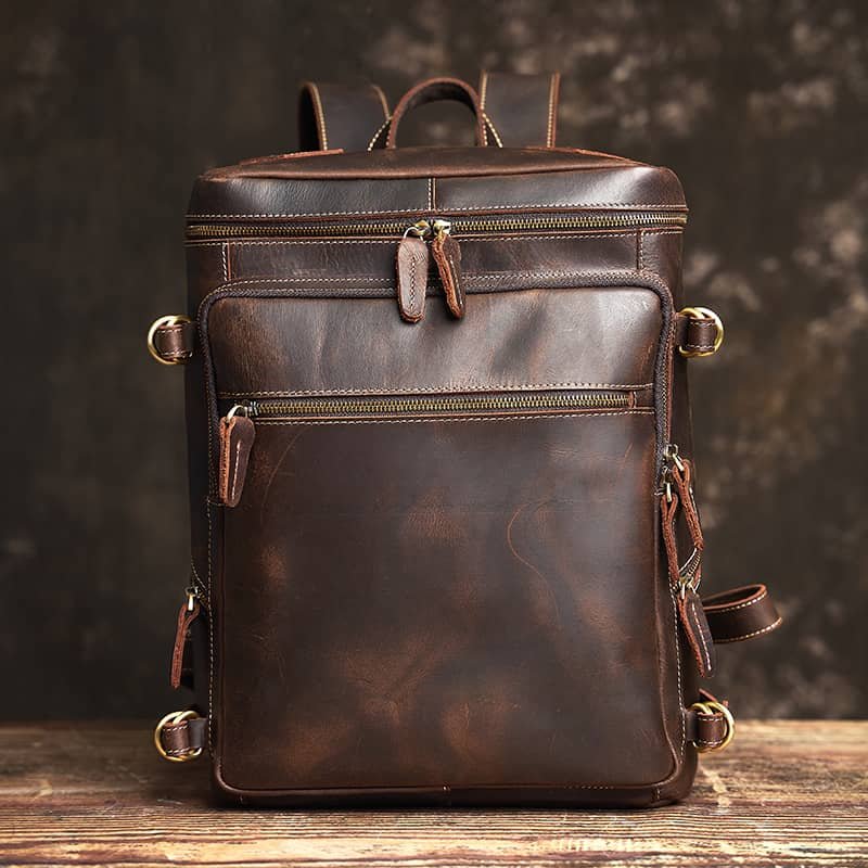 Vintage Leather Backpack for Laptop 3 Vintage Leather Backpack for Laptop - Image 3
