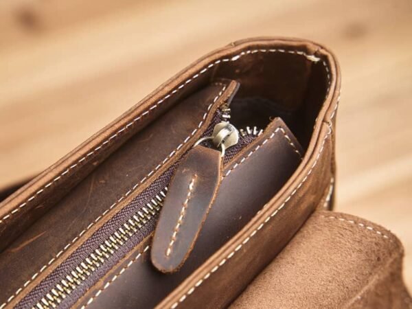 Vintage Handmade Leather Backpack | With Flip-Top Cover - Image 11