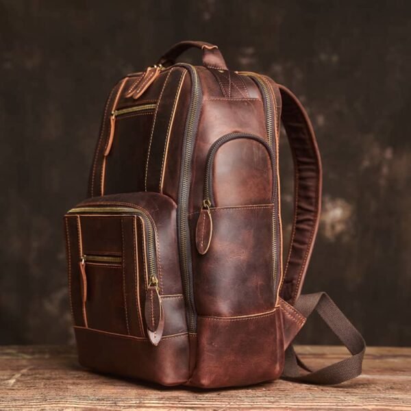 Vintage Leather Double Backpack | Trolley Case Fixing Strap 5 Vintage Leather Double Backpack | Trolley Case Fixing Strap - Image 5