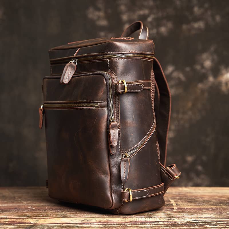 Vintage Leather Backpack for Laptop 4 Vintage Leather Backpack for Laptop - Image 4