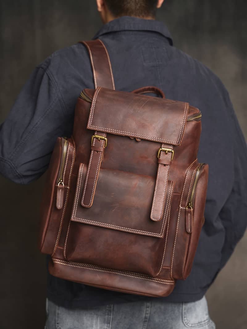 Vintage Large Leather Backpack 4 Vintage Large Leather Backpack - Image 4