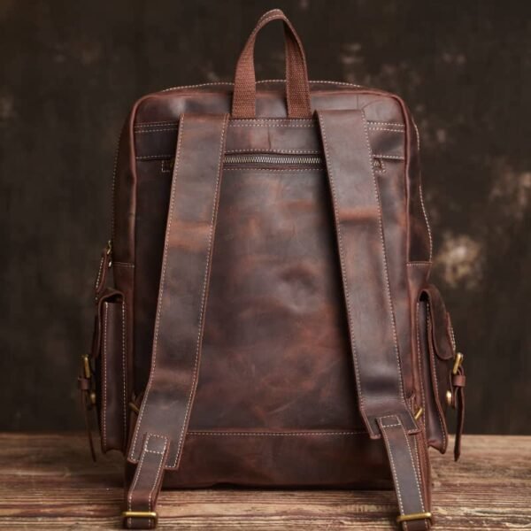 Vintage Large Leather Backpack | Handmade Leather Backpack 5 Vintage Large Leather Backpack | Handmade Leather Backpack - Image 5