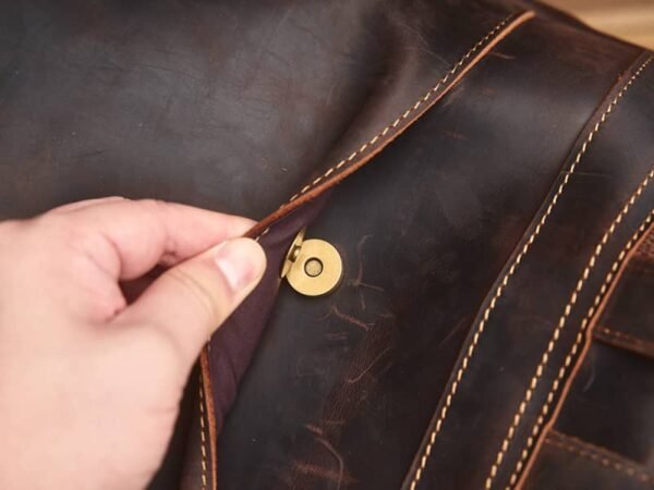 Vintage Genuine Leather Cylindrical Backpack - Image 13