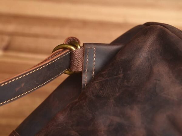 Vintage Genuine Leather Cylindrical Backpack - Image 12