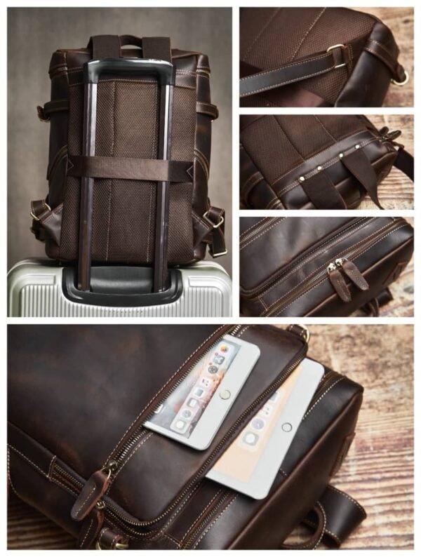 Vintage Leather Backpack for Laptop 10 Vintage Leather Backpack for Laptop - Image 10