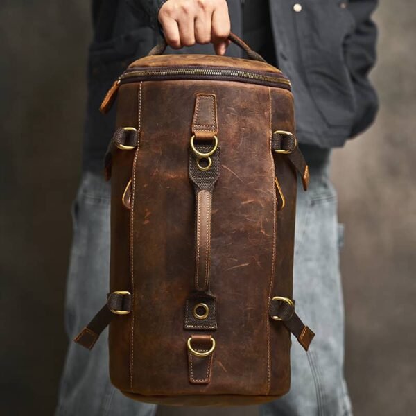 Vintage Large Leather Backpack | Multifunctional - Image 9