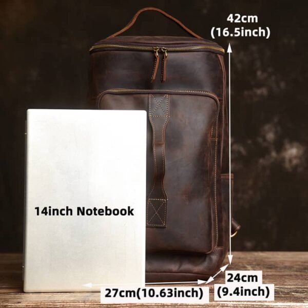Vintage Genuine Leather Cylindrical Backpack - Image 8
