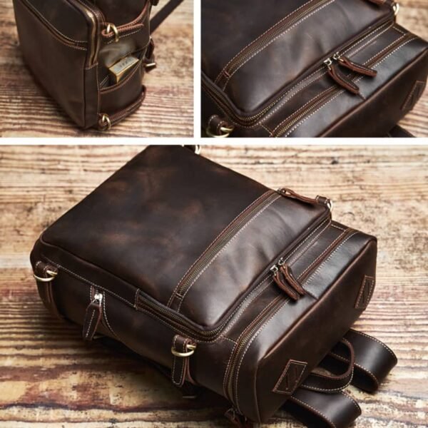 Vintage Leather Backpack for Laptop 8 Vintage Leather Backpack for Laptop - Image 8