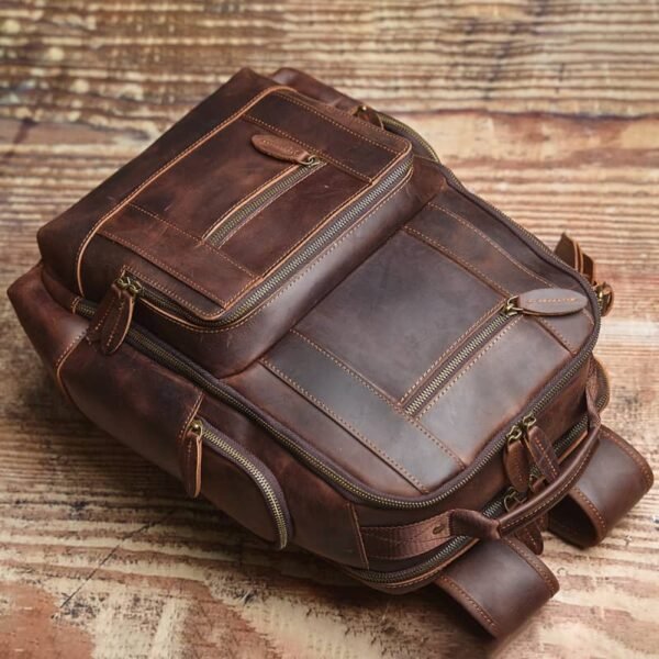 Vintage Leather Double Backpack | Trolley Case Fixing Strap 10 Vintage Leather Double Backpack | Trolley Case Fixing Strap - Image 10
