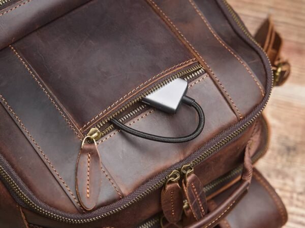 Vintage Leather Double Backpack | Trolley Case Fixing Strap 17 Vintage Leather Double Backpack | Trolley Case Fixing Strap - Image 17