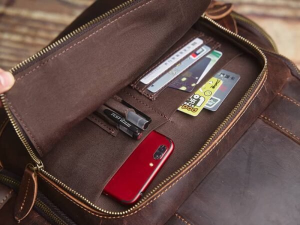 Vintage Leather Double Backpack | Trolley Case Fixing Strap 18 Vintage Leather Double Backpack | Trolley Case Fixing Strap - Image 18