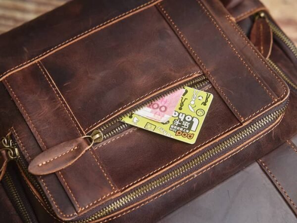 Vintage Leather Double Backpack | Trolley Case Fixing Strap 16 Vintage Leather Double Backpack | Trolley Case Fixing Strap - Image 16