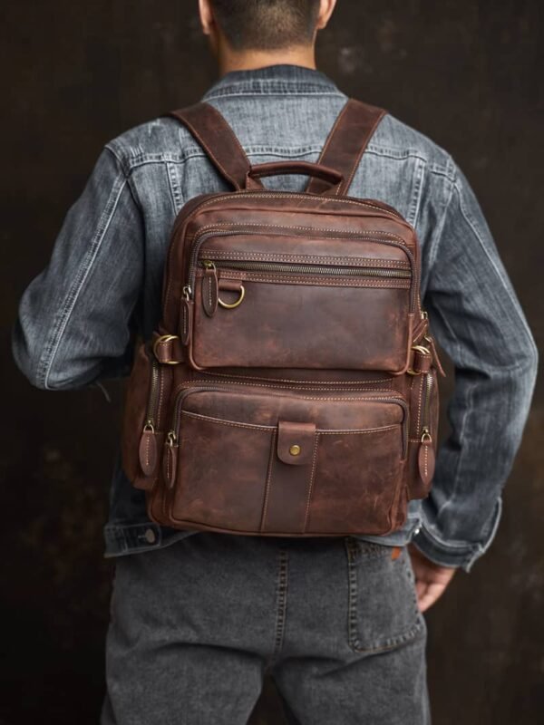 Vintage Leather Backpack Laptop for Men | Classic Backpack - Image 6