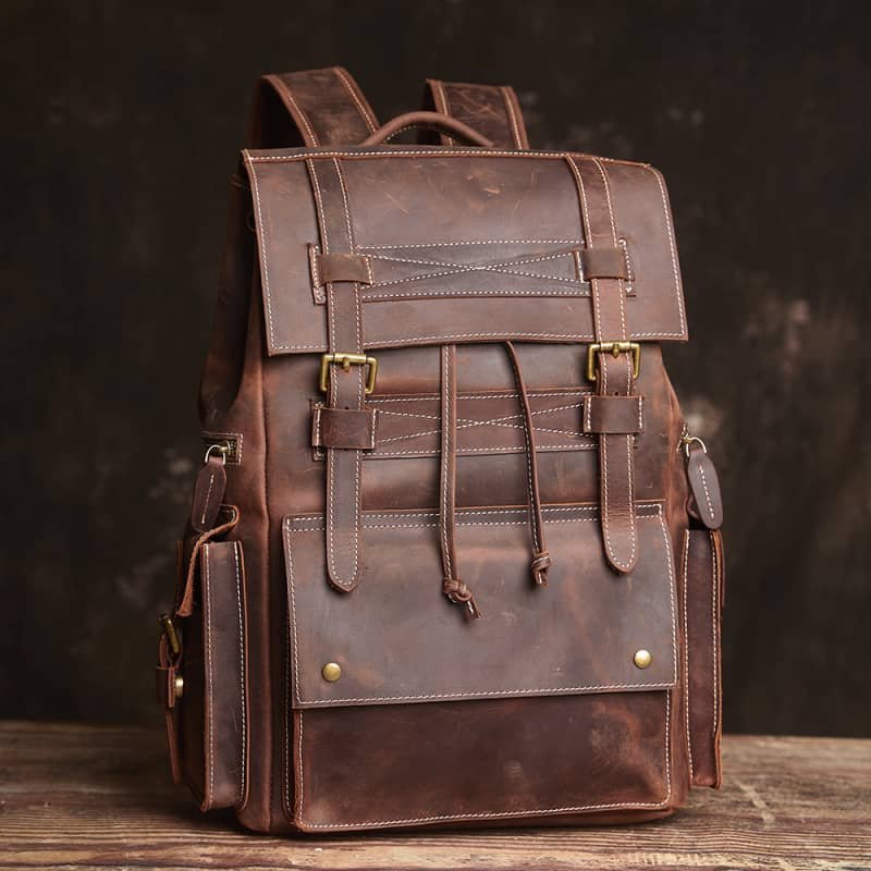 Vintage Large Leather Backpack | Flip-Top backpack 1 Vintage Large Leather Backpack | Flip-Top backpack
