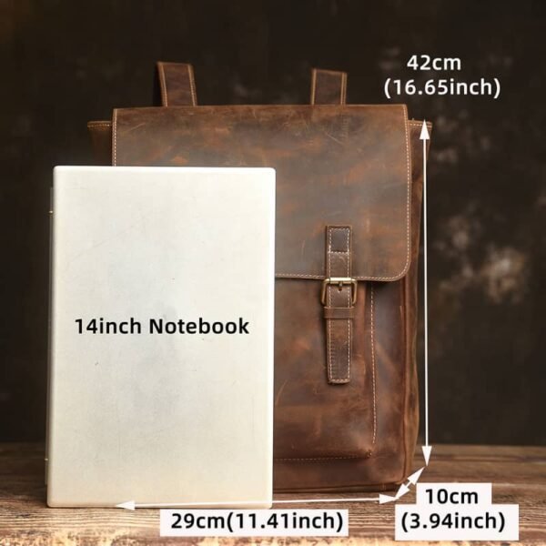 Vintage Handmade Leather Backpack | With Flip-Top Cover - Image 5