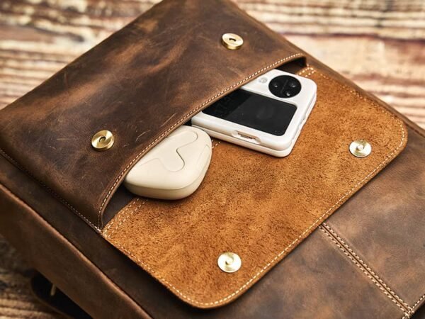 Vintage Leather Backpack | With Flip-Top Cover 11 Vintage Leather Backpack | With Flip-Top Cover - Image 11