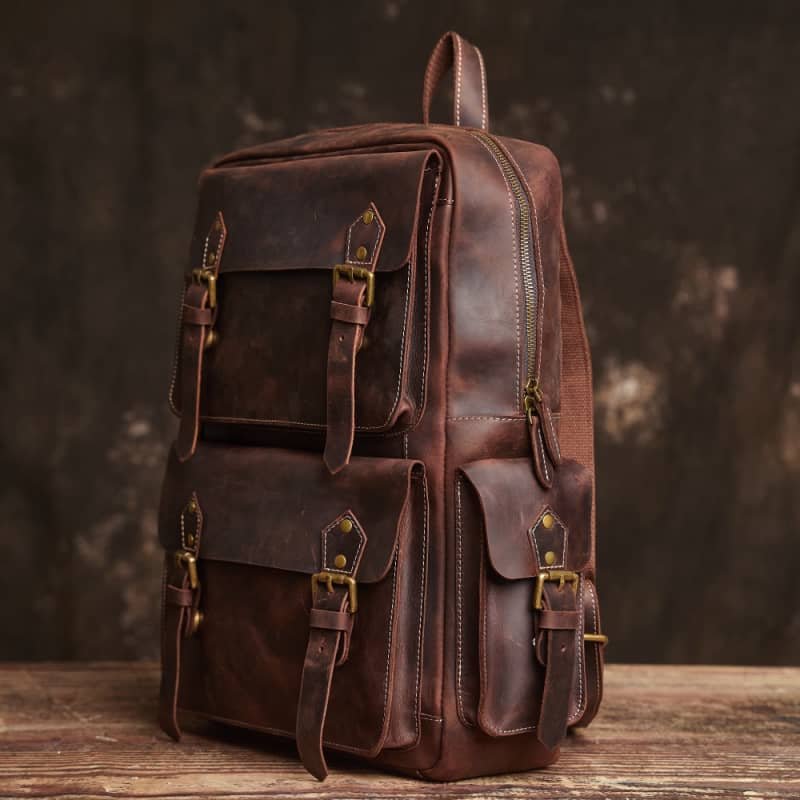 Vintage Large Leather Backpack | Handmade Leather Backpack 4 Vintage Large Leather Backpack | Handmade Leather Backpack - Image 4