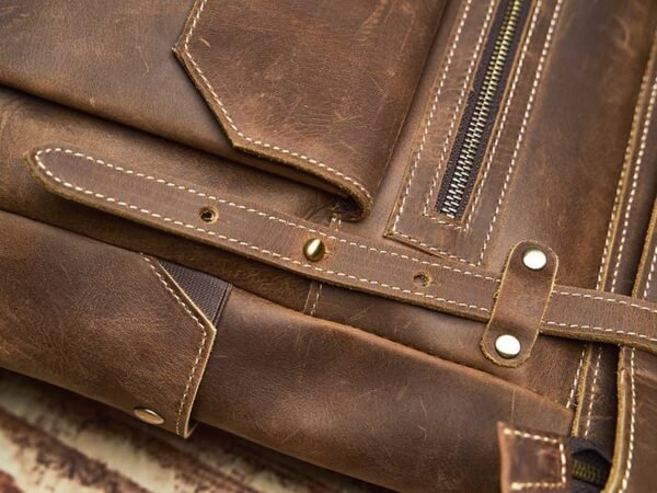 Vintage Large Leather Backpack | Folding Backpack - Image 14