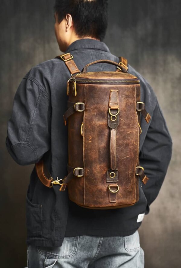 Vintage Large Leather Backpack | Multifunctional - Image 6