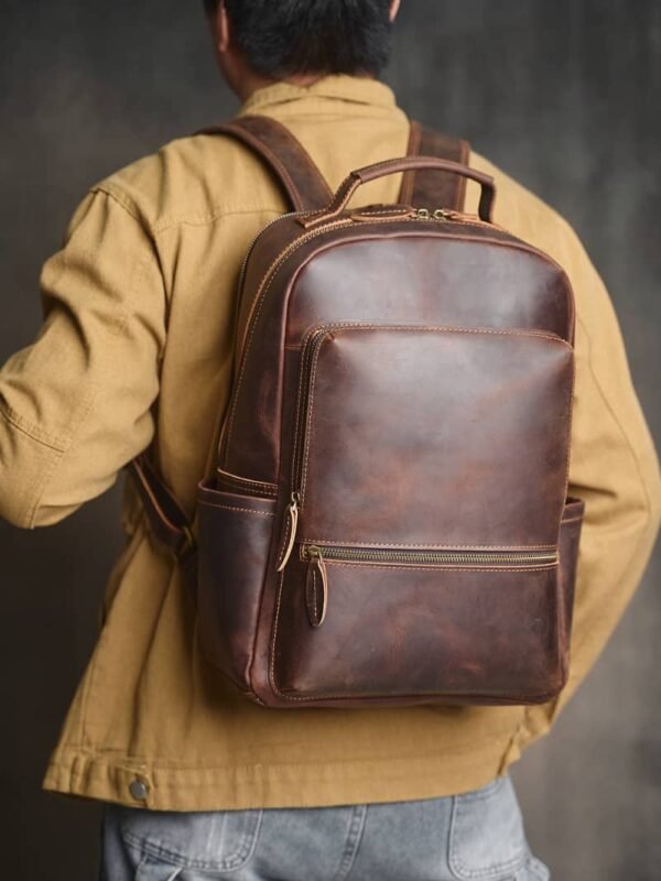 Handmade Men Leather Backpack | Vintage Classic Backpack 6 Handmade Men Leather Backpack | Vintage Classic Backpack - Image 6