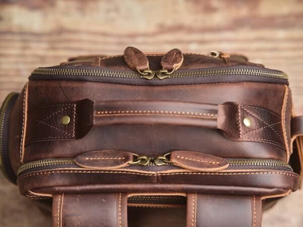 Vintage Leather Double Backpack | Trolley Case Fixing Strap 11 Vintage Leather Double Backpack | Trolley Case Fixing Strap - Image 11