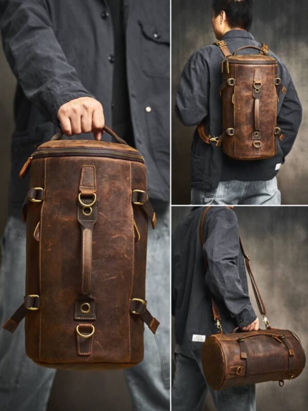 Vintage Large Leather Backpack | Multifunctional - Image 4