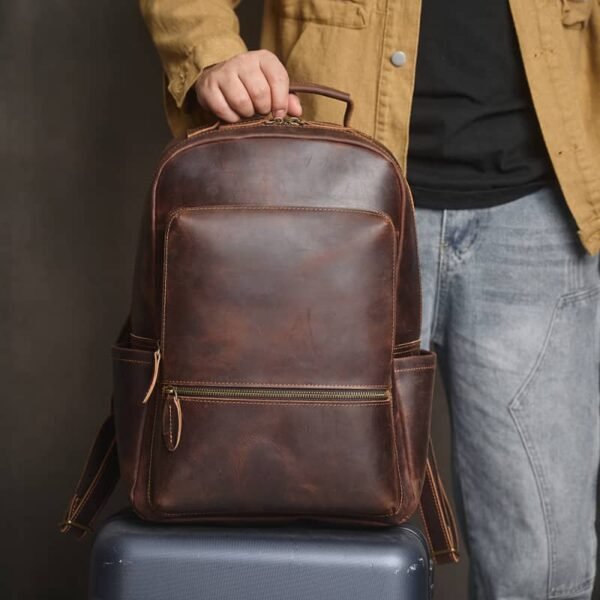 Handmade Men Leather Backpack | Vintage Classic Backpack 8 Handmade Men Leather Backpack | Vintage Classic Backpack - Image 8