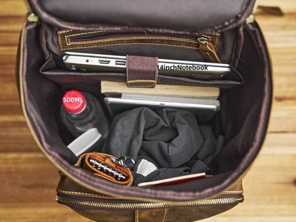 Vintage Genuine Leather Cylindrical Backpack - Image 16