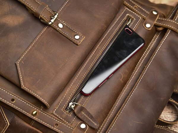 Vintage Large Leather Backpack | Folding Backpack - Image 13