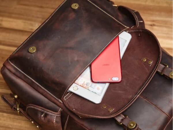 Vintage Leather Backpack | Handmade Flip-Top backpack - Image 12