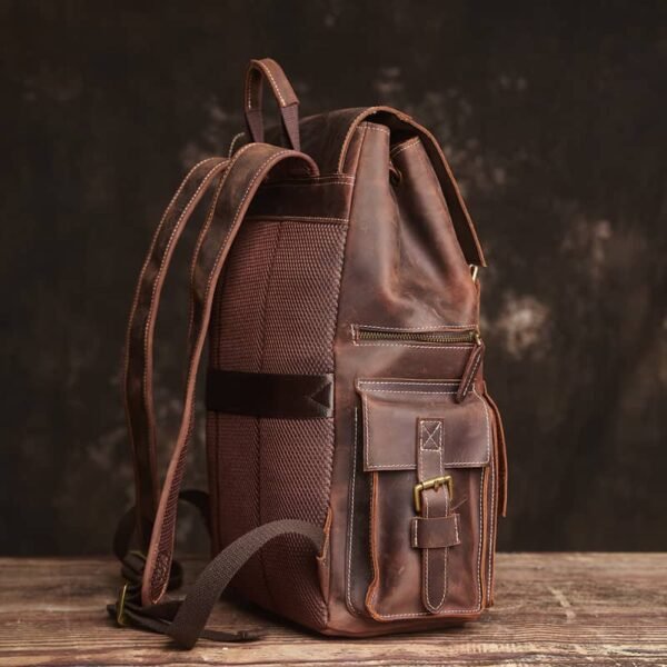 Vintage Large Leather Backpack | Flip-Top backpack 5 Vintage Large Leather Backpack | Flip-Top backpack - Image 5