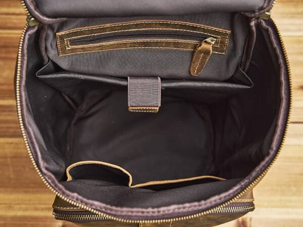 Vintage Genuine Leather Cylindrical Backpack - Image 15