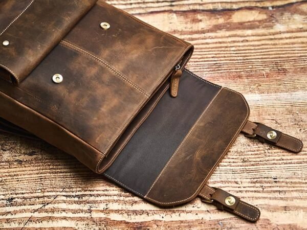 Vintage Leather Backpack | With Flip-Top Cover 10 Vintage Leather Backpack | With Flip-Top Cover - Image 10