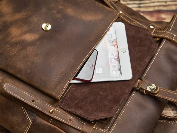 Vintage Large Leather Backpack | Folding Backpack - Image 12