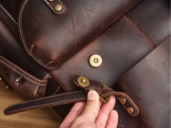 Vintage Leather Backpack | Handmade Flip-Top backpack - Image 9