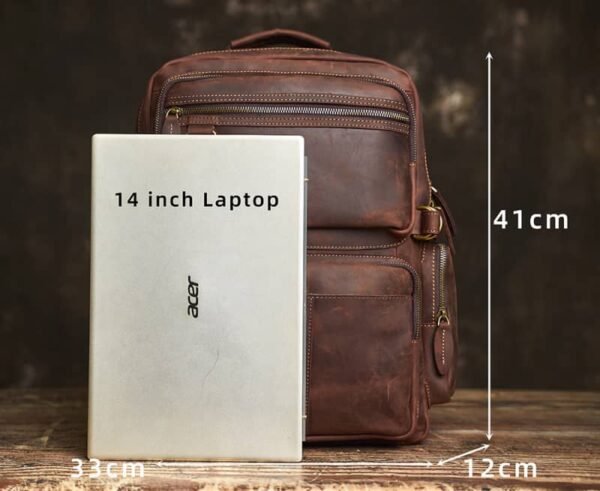Vintage Leather Backpack Laptop for Men | Classic Backpack - Image 7