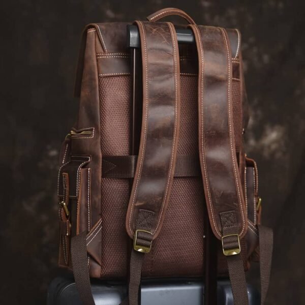 Vintage Large Leather Backpack | Flip-Top backpack 7 Vintage Large Leather Backpack | Flip-Top backpack - Image 7