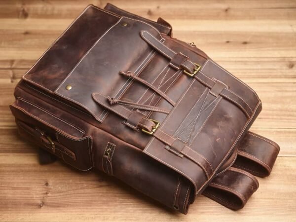 Vintage Large Leather Backpack | Flip-Top backpack 9 Vintage Large Leather Backpack | Flip-Top backpack - Image 9