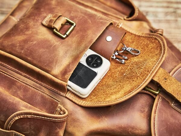 Vintage Leather Backpack | With Flap Drawstring Opening - Image 14