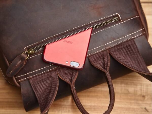 Vintage Leather Backpack | Handmade Flip-Top backpack - Image 11