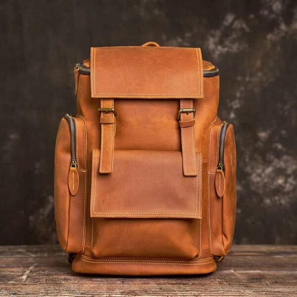 Vintage Large Leather Backpack 17 Vintage Large Leather Backpack - Image 17