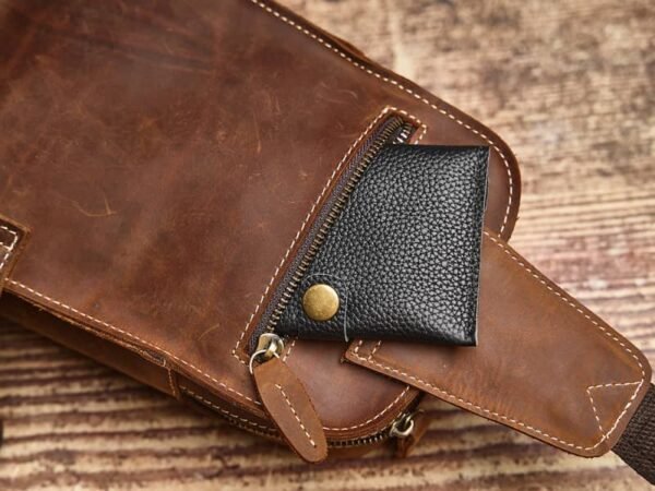 Leather Sling Bag l Vintage Chest Bag - Image 16
